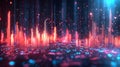 Mesmerizing Digital Visualization of Colorful Waveforms and Data Points in a Futuristic Setting Royalty Free Stock Photo