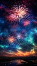 a mesmerizing display of cosmic fireworks in the black sky