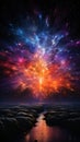 a mesmerizing display of cosmic fireworks in the black sky