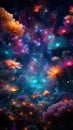 a mesmerizing display of cosmic fireworks in the black sky