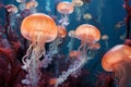 A mesmerizing display of drifting sea jellies Royalty Free Stock Photo