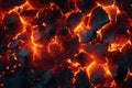 A mesmerizing display of glowing embers and ashes reveals warm orange and red tones, capturing the dynamic energy and Royalty Free Stock Photo