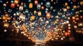 A mesmerizing display of lanterns lighting