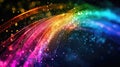 A mesmerizing display of rainbow-colored sparks and plasma light trails, vibrant and full of energy, Ai Generated