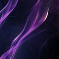 A mesmerizing display of swirling purple particles forms a nebula, glowing softly against a backdrop of endless black
