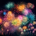 Mesmerizing fireworks display with vibrant colors, intricate patterns, and symphonic synchronization