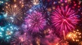 Mesmerizing fireworks illuminate the night sky in a spectacular display of color and magic Royalty Free Stock Photo