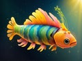 Mesmerizing Fish vibrant colors digital paiting AI generated