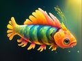 Mesmerizing Fish vibrant colors digital paiting AI generated