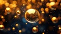 Mesmerizing Floating Gold Spheres on Dark Background