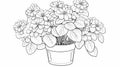 Mesmerizing Flower Pot Drawing: Hydrangea Coloring Page With Soft Flowing Dark Lines