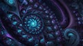 mesmerizing fractal pattern in deep blue and purple hues,