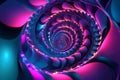 A mesmerizing fractal pattern of glowing neon spirals, forming an infinite vortex of color and