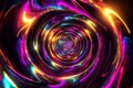 A mesmerizing fractal pattern of glowing neon spirals, forming an infinite vortex of color and