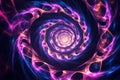 A mesmerizing fractal pattern of glowing neon spirals, forming an infinite vortex of color and