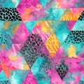 A mesmerizing fusion of quilt-inspired geometry, this design layers leopard spots with fiery watercolor strokes and cool