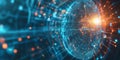A mesmerizing futuristic AI-driven advanced linguistic translation network, displaying glowing