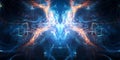A mesmerizing futuristic AI-driven energy field, composed of glowing cybernetic neon waves,