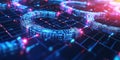 A mesmerizing futuristic AI-powered blockchain infrastructure, featuring glowing cybernetic
