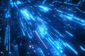 A mesmerizing futuristic blue background with neon circuit boards and dynamic abstract data flows