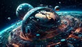 A mesmerizing, futuristic depiction of a technologically advanced Earth. Generative AI