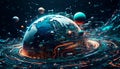 A mesmerizing, futuristic depiction of a technologically advanced Earth. Generative AI