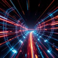 Mesmerizing Futuristic Light Trails: Cybernetic Technology & Neon Energy Paths