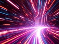 Mesmerizing Futuristic Light Trails: Cybernetic Technology & Neon Energy Paths