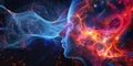 A mesmerizing futuristic visualization of AI-powered augmented reality, displaying glowing