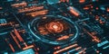 A mesmerizing futuristic visualization of an AI-powered medical AI system, displaying glowing