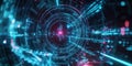 A mesmerizing futuristic visualization of an AI-powered medical AI system, displaying glowing