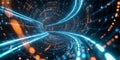 A mesmerizing futuristic visualization of an AI-powered space-time research facility, displaying Royalty Free Stock Photo