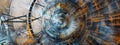 A mesmerizing, futuristic vortex of clockwork mechanisms and luminous energy envelops the viewer.