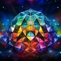 Mesmerizing Geodesic Structure with Vibrant Colors and Intricate Geometric Patterns