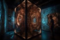 mesmerizing geometric art installation, featuring intricate patterns and shapes that move and change with each viewer Royalty Free Stock Photo