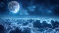 A mesmerizing glowing moon over a beautiful cloudscape in the night