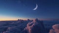 A mesmerizing glowing moon over a beautiful cloudscape in the night