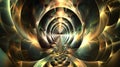 A mesmerizing golden spiral fractal creates an illusion of an infinite passage through abstract dimensions