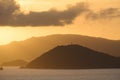 Mesmerizing golden sunset over the hills in Cyberport, Hong Kong