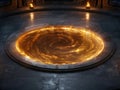Mesmerizing golden swirl on a dark surface