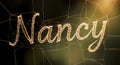 Golden Nancy Name on a Spider Web â Enchanting Typography Digital Illustration Royalty Free Stock Photo