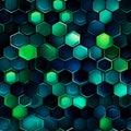 Mesmerizing hexagonal tessellation in captivating blue and green shades, creating a stunning pattern