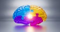 Vibrant Glass Puzzle Brain Symbolizing AI, Technology, and Unified Problem Solving for Innovation Royalty Free Stock Photo