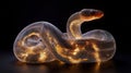 A mesmerizing illuminated snake showcasing intricate patterns and glowing details against a dark background