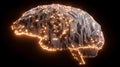 Glowing Digital Brain with Circuit Board Pattern, Futuristic AI Technology Image Royalty Free Stock Photo