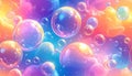 Vibrant colorful bubbles floating on gradient background Royalty Free Stock Photo