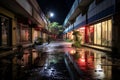 Haunting Stillness Engulfs Abandoned Night-Lit Shopping Mall Royalty Free Stock Photo