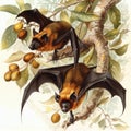 Nighttime Gathering. Majestic fruit bats colony in high detail Royalty Free Stock Photo
