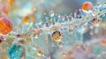 A mesmerizing image of colorful droplets forming on fungal hyphae giving the appearance of sparkling jewels adorning a Royalty Free Stock Photo