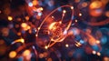 Mesmerizing image of electrons orbiting a positively charged nucleus creating a spherical shape